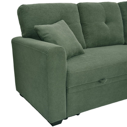 Eafurn 71" L Shaped Sectional Sleeper Sofa Bed with Pull Out Bed, Comfy Fabric Corner Sleeper Sectional Pull Out Couch with Tufted Backrest/Reversible Storage Chaise/2 Pillows