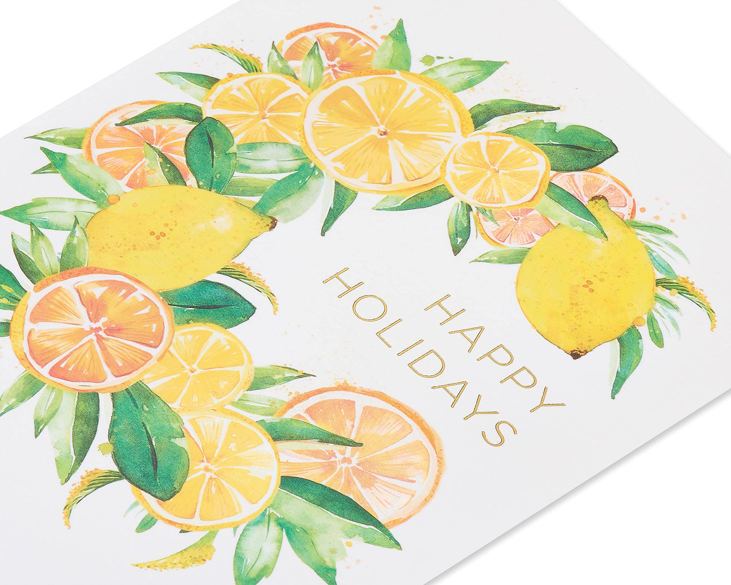 Papyrus Boxed Christmas Cards with Envelopes, Wishes of the Season, Citrus Wreath (14-Count)