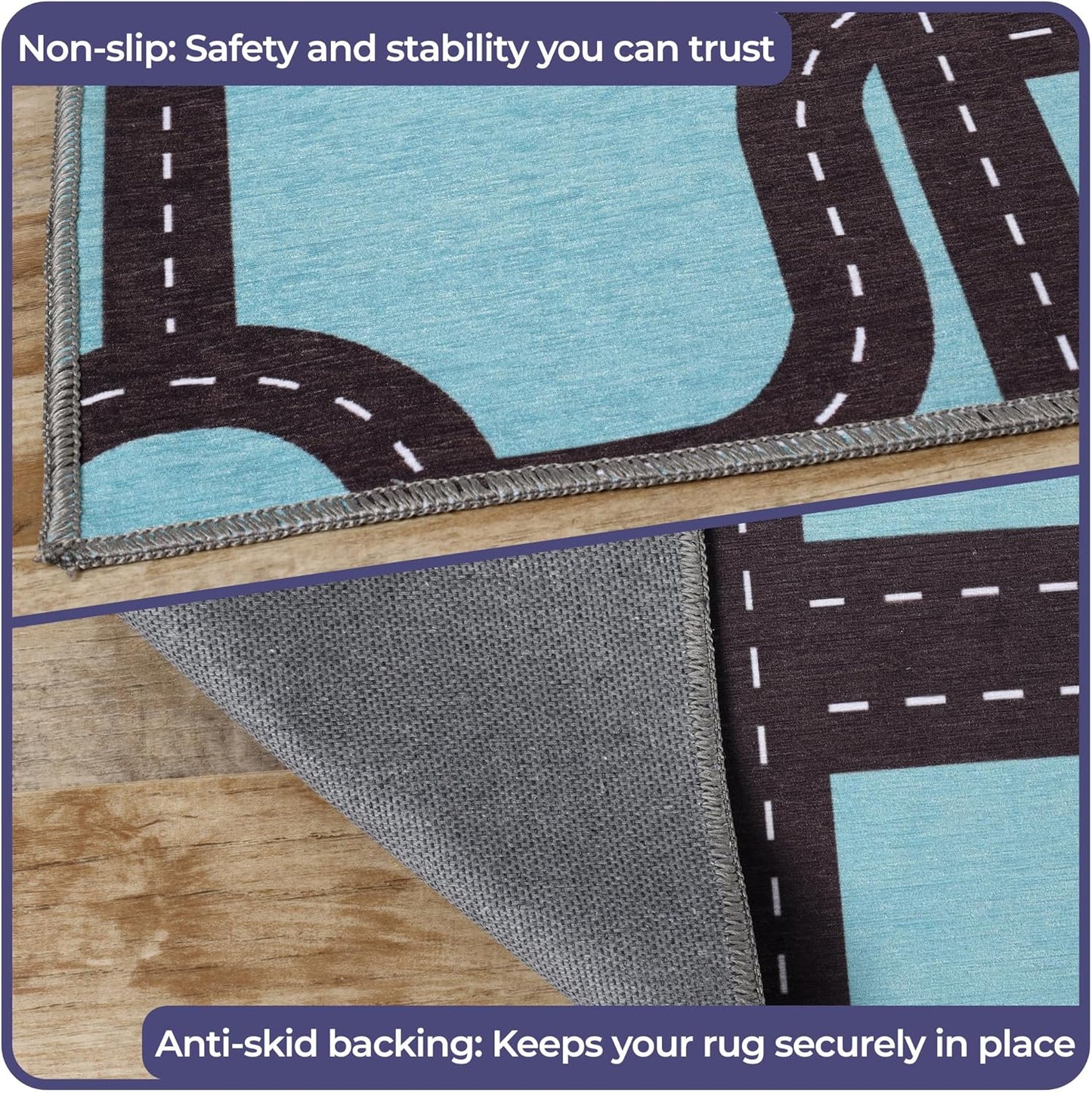Country 5' 5' Superior Indoor Kids Rug, Washable, Non-Slip, Multi Color Playmat, Perfect for High Traffic Playroom