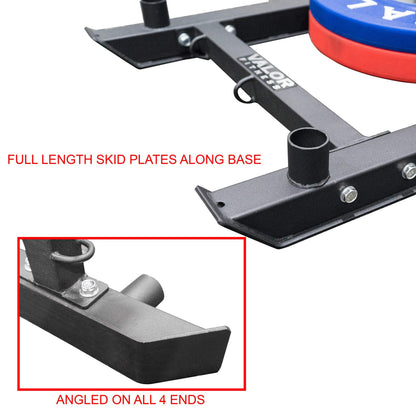 Valor Fitness Push Pull Weight Sled with Harness – Power Sled for Strength & Conditioning, Cross Training, Football or Sprint Workouts – 600 lb Capacity, 18 Inch Olympic Plate Storage Peg
