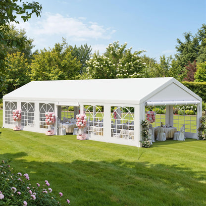 DWVO 20'×40' Party Tent, Heavy Duty Waterproof Outdoor Canopy with Removable Sidewalls & Roll-up Door, Heavy-Duty Steel Frame Built-in Sandbags for Outdoor Weddings, BBQ, Parties Camping