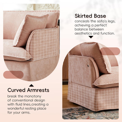 Merax 47.2" Oversized Accent Chair with Dual-Port Charging, Skirted Base, Deep and Wide Seat, Cloud-Like Comfy Single Sofa, Modern Design for Living Room&Apartment, Chenille,Pink