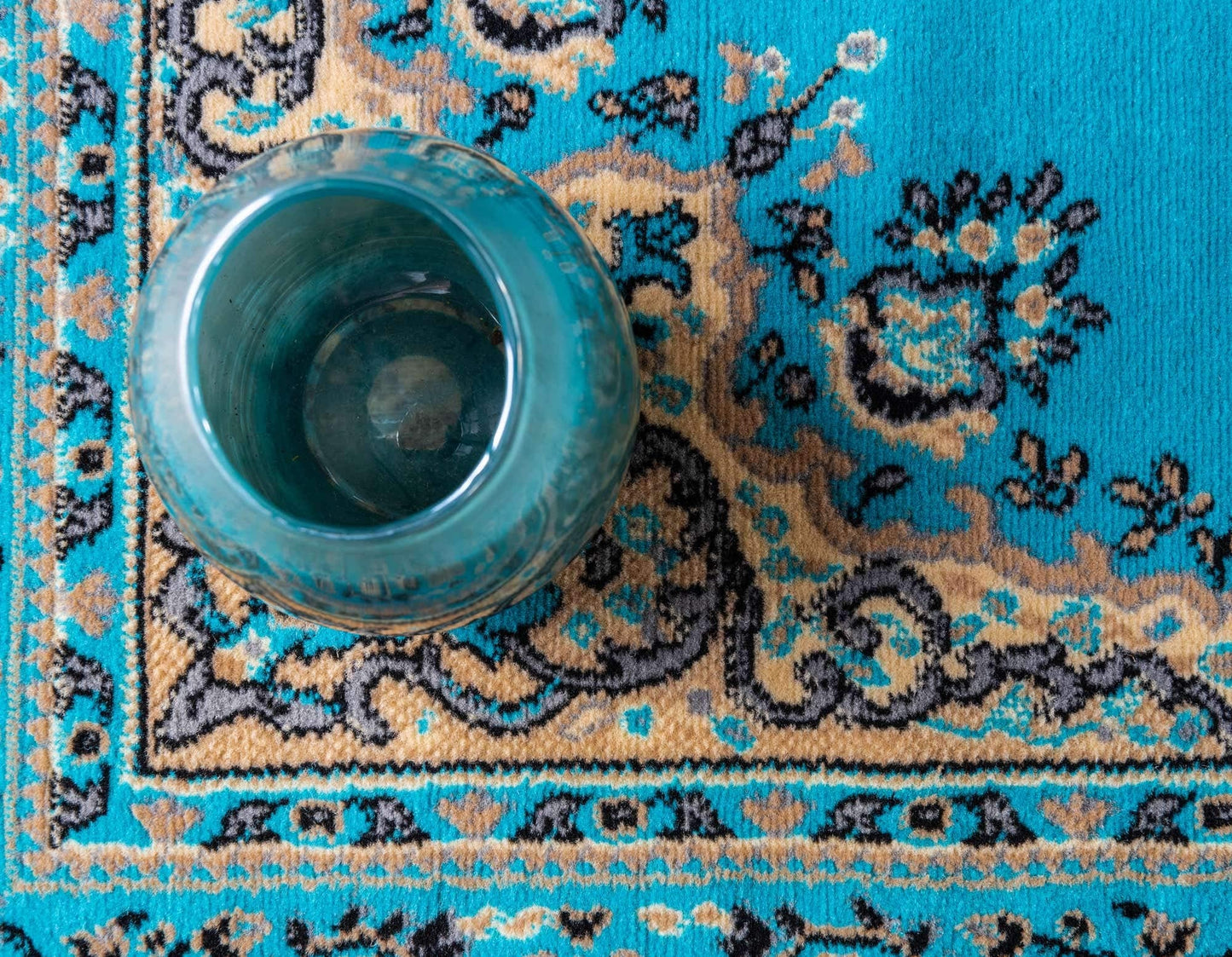 Unique Loom Reza Collection Traditional Persian Style Area Rug, 9 ft 10 in x 13 ft, Turquoise/Ivory
