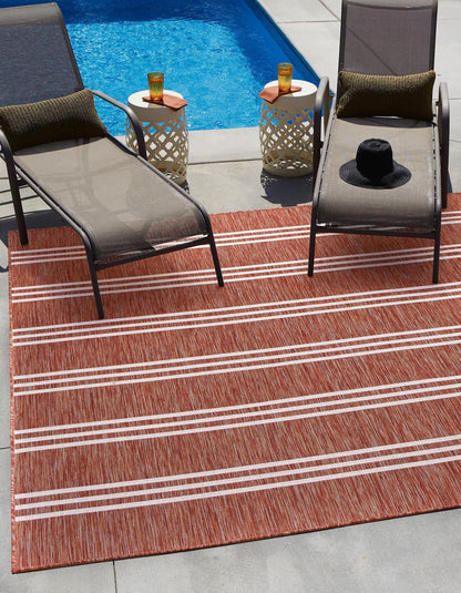 Unique Loom Jill Zarin Outdoor Collection Area Rug - Anguilla (13' Square, Rust Red/ Ivory)
