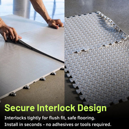 Baselayer Performance Series Interlocking Floor Tiles - Durable ½ in TPE (Rubber Like, NOT Foam, no Odor) - Gym Flooring for Weights & Heavy Equipment - Gray, 30 SqFt (12 Pack) - Made in USA