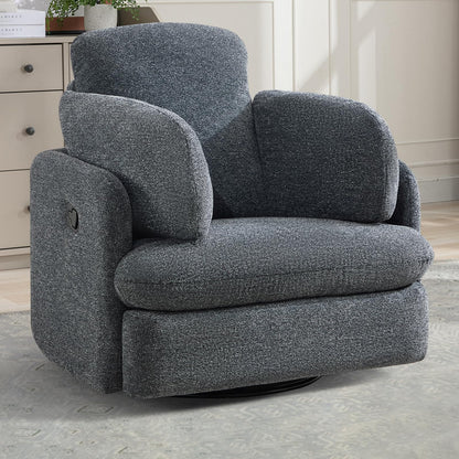 Bonzy Home Manual Recliner Chair, 360°Swivel Rocker Recliner Chair for Adults, Overstuffed Nursery Rocking Reclining Sofa with 2 Pillows and Hidden Storage, Dark Grey