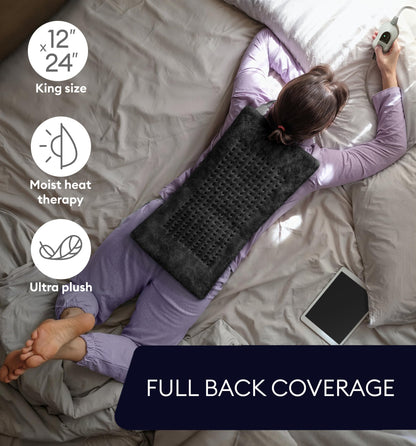 GENIANI Electric Throw - XL Electric Heating Pad for Back Pain & Cramps Relief, Birthday for Women Men Auto Shut Off, Machine Washable, Heat Pad for Neck & Shoulder, 12×24", Tabby Gray