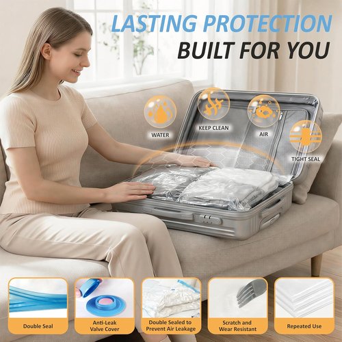 Cozy Essential Vacuum Storage Bags - Rechargeable Cordless USB Pump for Clothes & Bedding | 12-Piece Combo