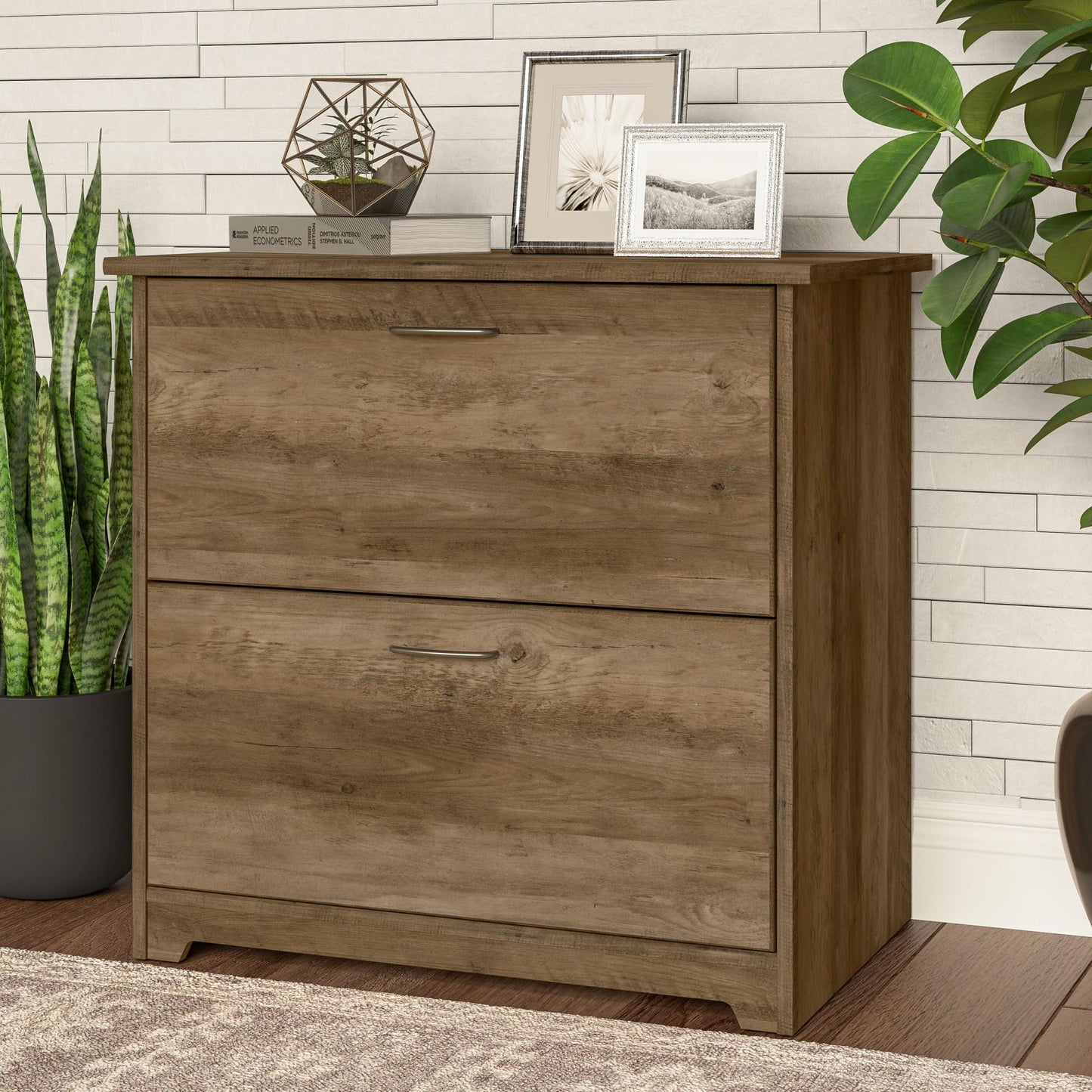 Bush Home Cabot 2 Drawer Lateral File Cabinet in Reclaimed Pine, Home Office Chest for Letter, Legal, and A4-size Document Storage