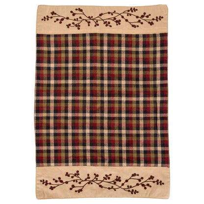The Country House Lancaster Berry Edged Black Plaid 19 x 13 Cotton Fabric Placemats Pack of 4
