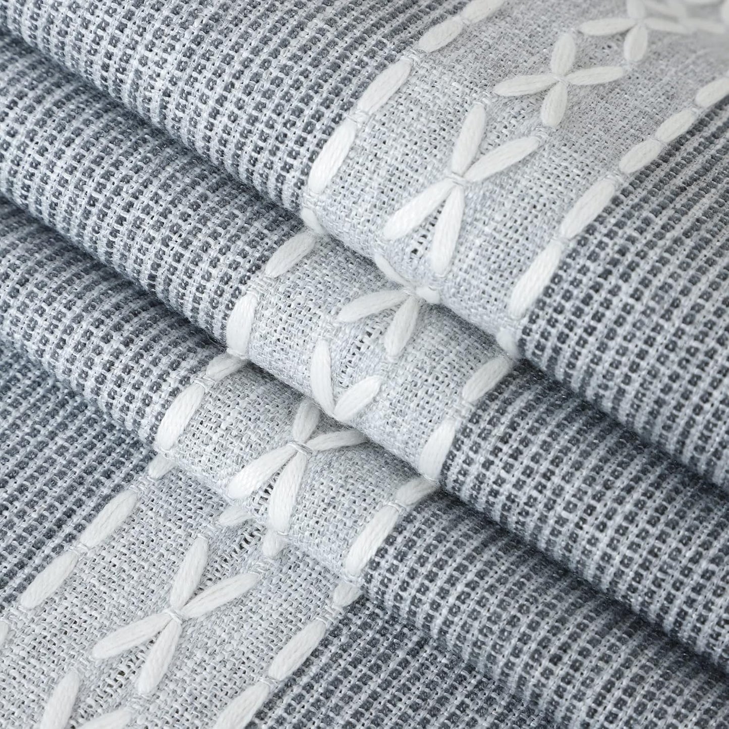 13x90inch Farmhouse Braided Striped Table Runner Rustic Embroidery Coffee Table Runners for Decorations Weddings