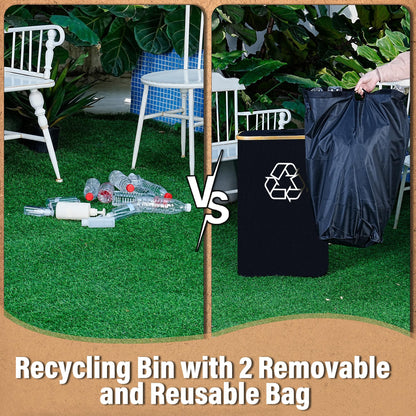 efluky Recycling Bin for Kitchen 26 Gallon, 100L Recycle Bin with 2 Removeable and Reusable Inner Bag, Large Recycling bin with lid for Bottle Can Plastice Stickers (Black)