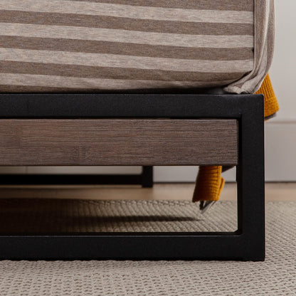 Zinus Suzanne Bamboo and Metal Platform Bed Frame, 7-Inch Low Profile, Solid Steel Construction, No Box Spring Needed, Wood Slat Support, Easy Assembly, Grey Wash, King