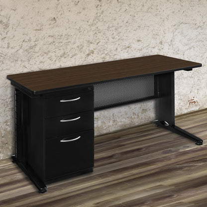 Regency Fusion 72 x 24 Teachers Desk with Single Pedestal Drawer Unit- Neo Walnut