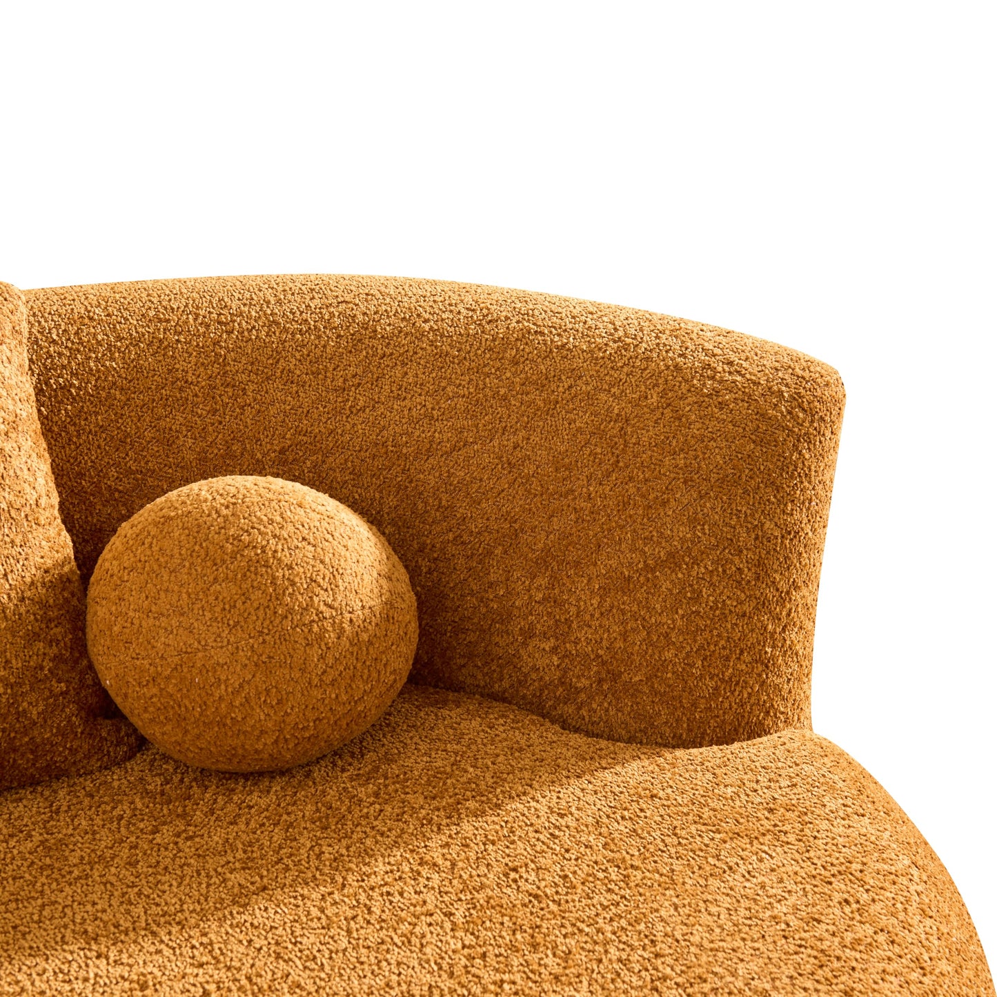 Christopher Knight Home Nomad Curved Sofa, 90" Boucle Upholstered 3 Seater Couch with Decor Cushions, Modern Cloud Couch with Deep Seat, Fabric Upholstered Seating Set for Living Room Bedroom, Camel