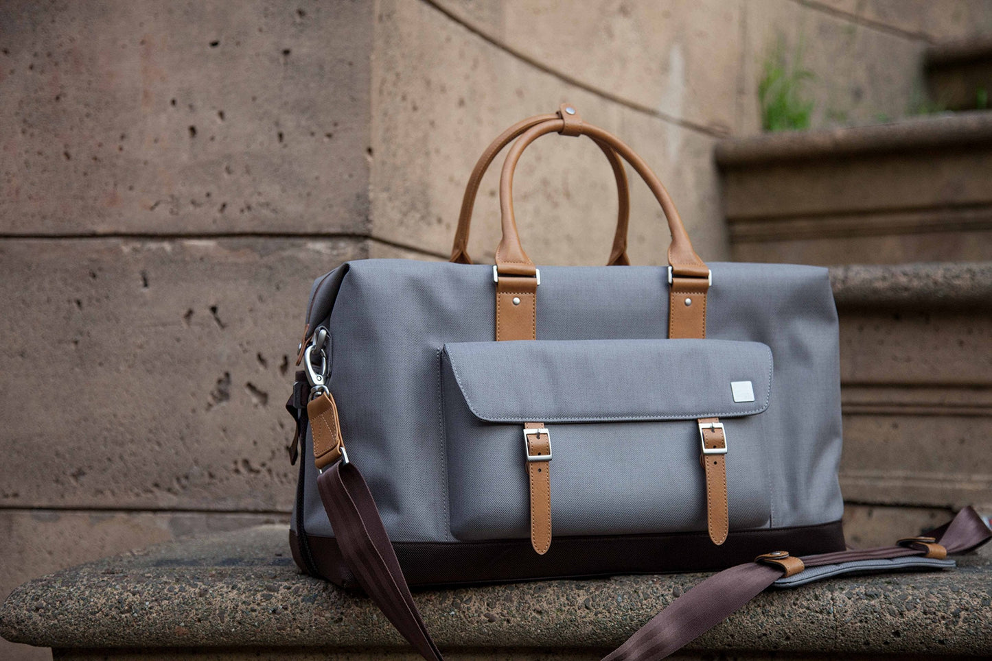 Moshi Vacanza Weekend Travel Bag, Duffle Canvas Luggage, Weather-Resistant Handbag- Gray