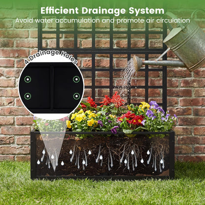 Giantex 2 Pack Metal Raised Garden Bed with Trellis, 71"x36"x16" Galvanized Planter Box w/Drainage Holes for Climbing Plants Vegetables Flowers, Outdoor Privacy Screen for Patio Backyard Balcony