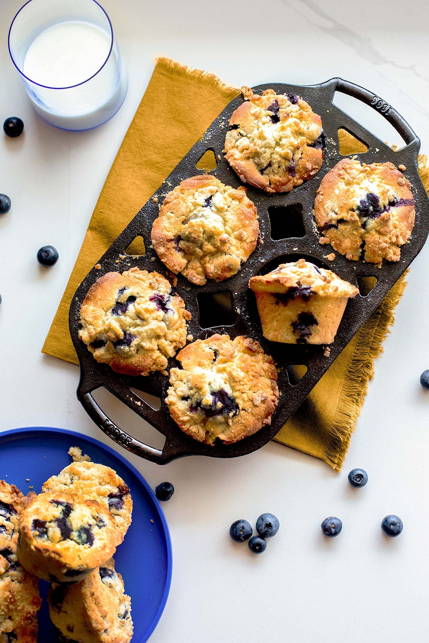 Lodge Seasoned Cast Iron Muffin Pan Set - Six-Well Bakeware Set for Muffins, Cupcakes, Cornbread & Homemade Favorites - Includes Looped Handles - 2-Pack
