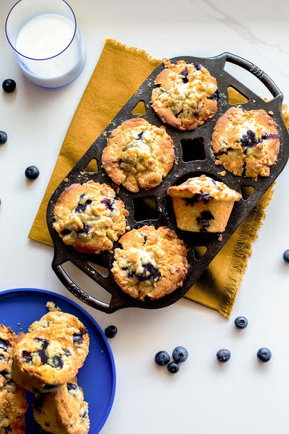 Lodge Seasoned Cast Iron Muffin Pan Set - Six-Well Bakeware Set for Muffins, Cupcakes, Cornbread & Homemade Favorites - Includes Looped Handles - 2-Pack