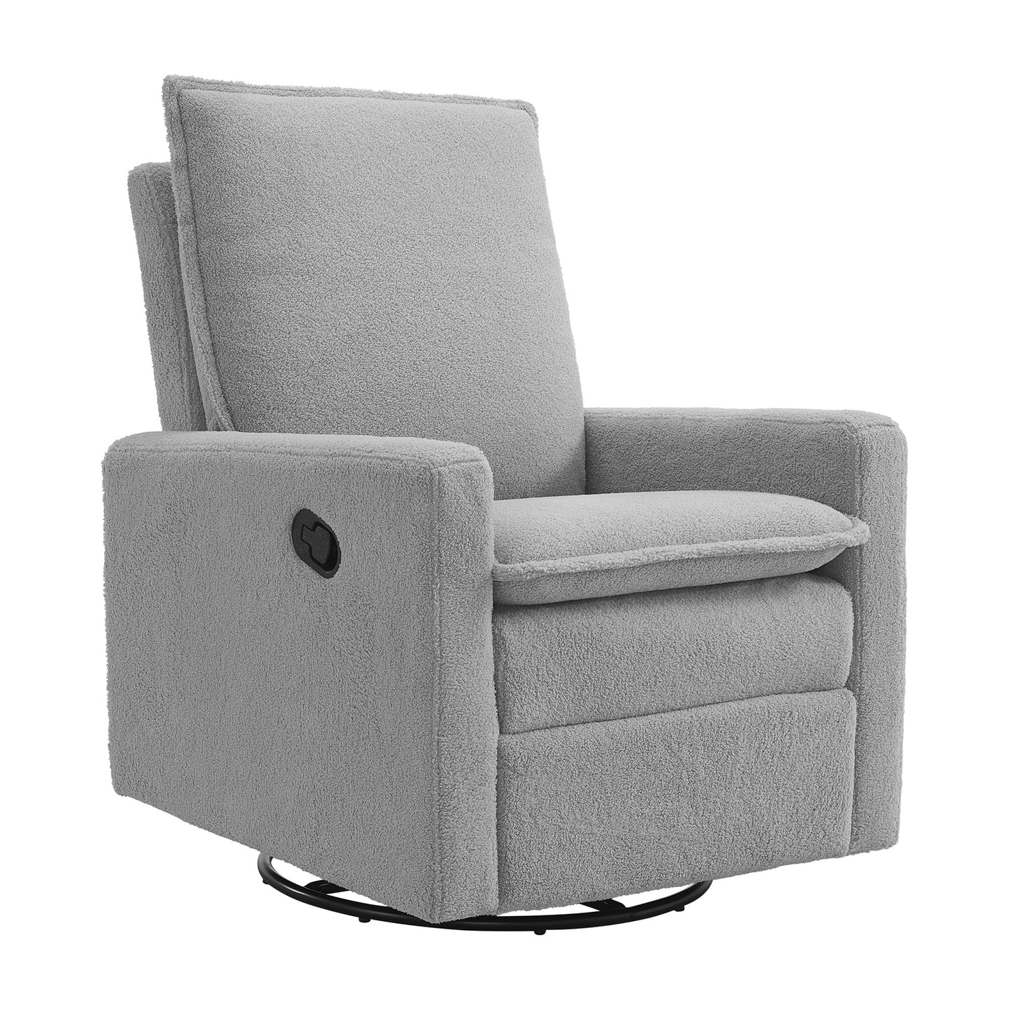 Oxford Baby Uptown Upholstered Glider Recliner Rocking Chair 360° Swivel for Nursery and Living Room - Boucle Koala Gray