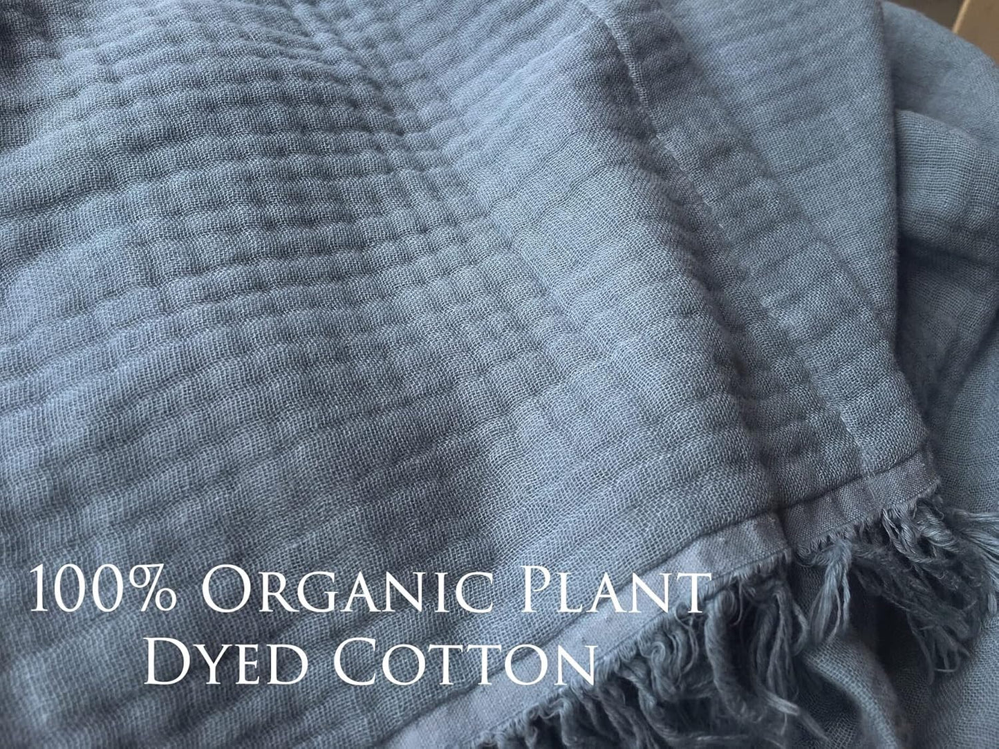 KyraHome 100% 90"x90" Organic Cotton Muslin Blankets, Queen, Pre-Washed, Breathable Lightweight Gauze Cotton Blanket
