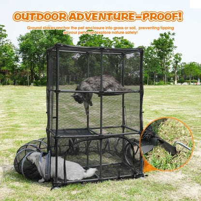 Catio Outdoor Cat Enclosure for Cats & Small Animals, Pet Playpen Cat Climber with Removable Pet Tunnel for Indoor/Outdoor Use