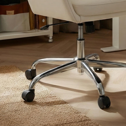 COLAMY Ellis High-Back Home Office Desk Chair, Leather Executive Chair with Integrated Armrests, Beige