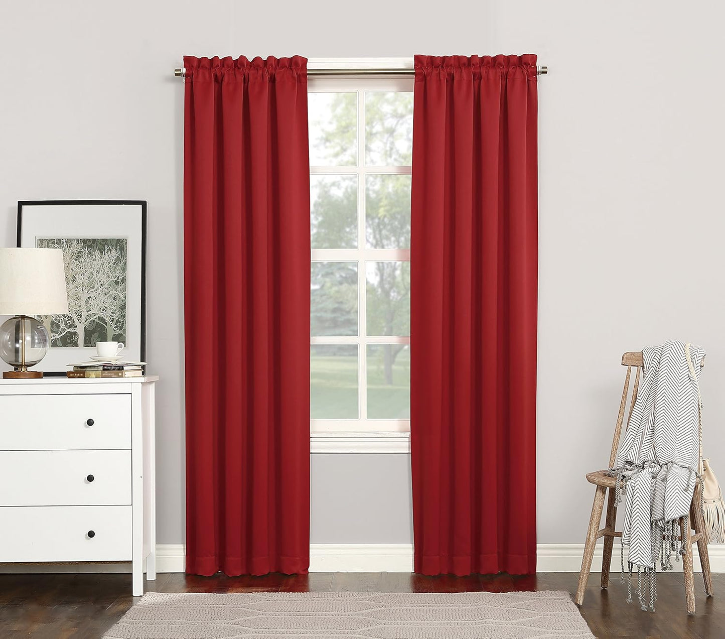 Sun Zero Easton Energy Saving Blackout Curtain Panel, 40" x 84", Red