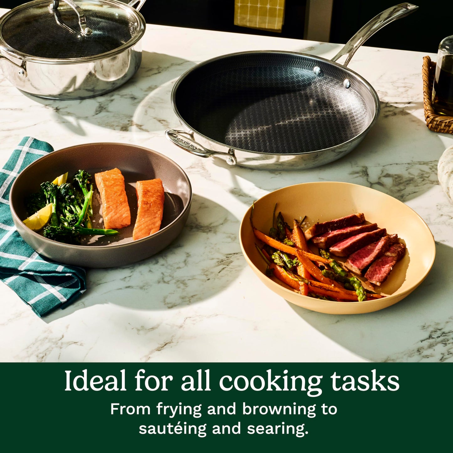 Cuisinart FusionPlus Hybrid Nonstick Stainless Steel Cookware Set, 2-Piece Skillet Cooking Set with PFAS-Free PURELYSEAR Ceramic Non Stick Technology, Scratch Proof, Cool Grip Handles, Dishwasher Safe