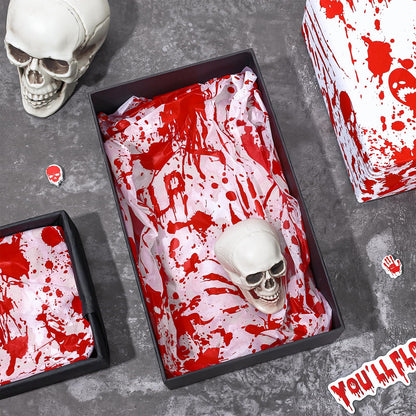 AnyDesign Halloween Bloody Tissue Paper Bloody Handprint Ghost Pumpkin Gift Wrapping Paper Horror Wrap Tissue Paper for Gift Wrapping Halloween Birthday Party Favor, 13.8 x 19.7 Inch, 60 Sheet