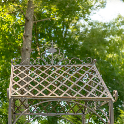 9.5ft T Iron Garden Arch with Embellished Trellis London 1820" (Antique Bronze)
