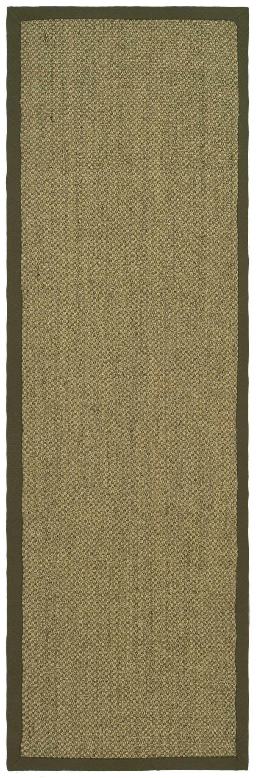SAFAVIEH Area Rug 8' Square - Natural Fiber Collection - Natural & Green, Sisal, Woven Design with Border (NF443C)