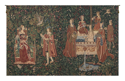 C Charlotte Home Furnishings Inc Bath and Reading in the Garden Belgian Tapestry Wall Hanging | Viscose Cotton and Polyester Blend Wall Art | 69 in. x 112 in | Home Decor Accents