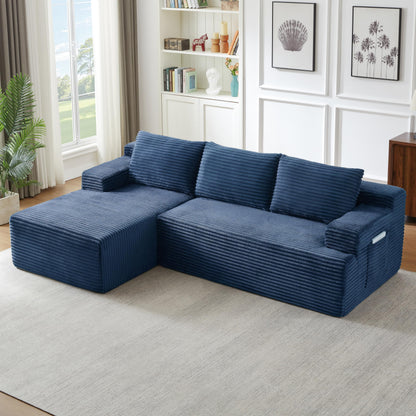 96" L Shaped Cloud Sectional Couch with Chaise, Deep Seat Modular Sectional Sofa Corduroy Memory Foam Sofa Boneless Couches for Living Room Bedroom, No Assembly Required