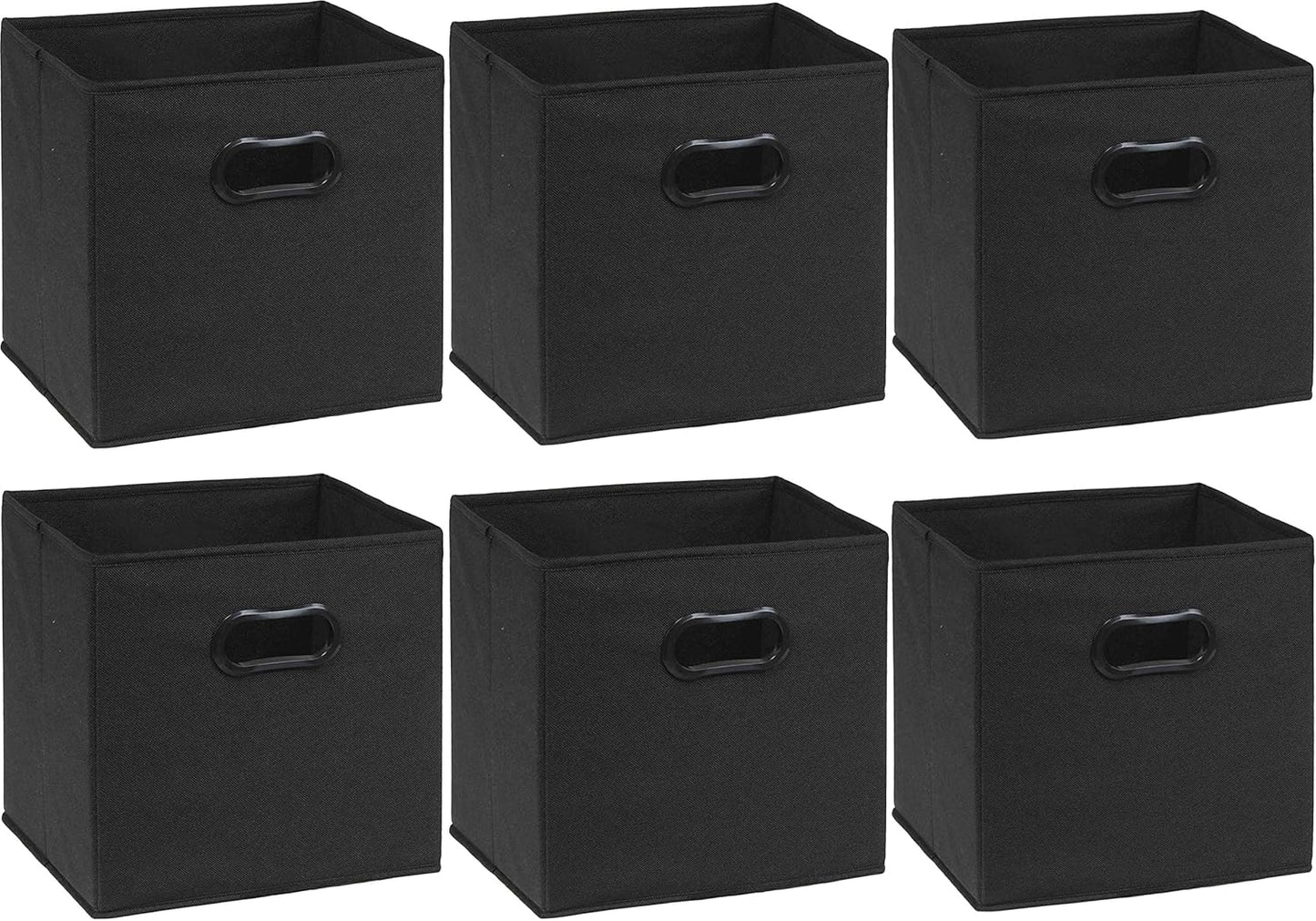 Simple Houseware Foldable Cube Storage Bins - 11-Inch Black Fabric Organizers with Handles | 6-Pack for Closet & Shelves