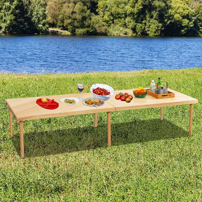 Zupemo 80"x28" Boho Wooden Picnic Table, Portable Outdoor Low Picnic Table with Adjustable Legs 13" & 16" for Floor Seating, Beach, Camping, BBQ, Backyard, 80x28in