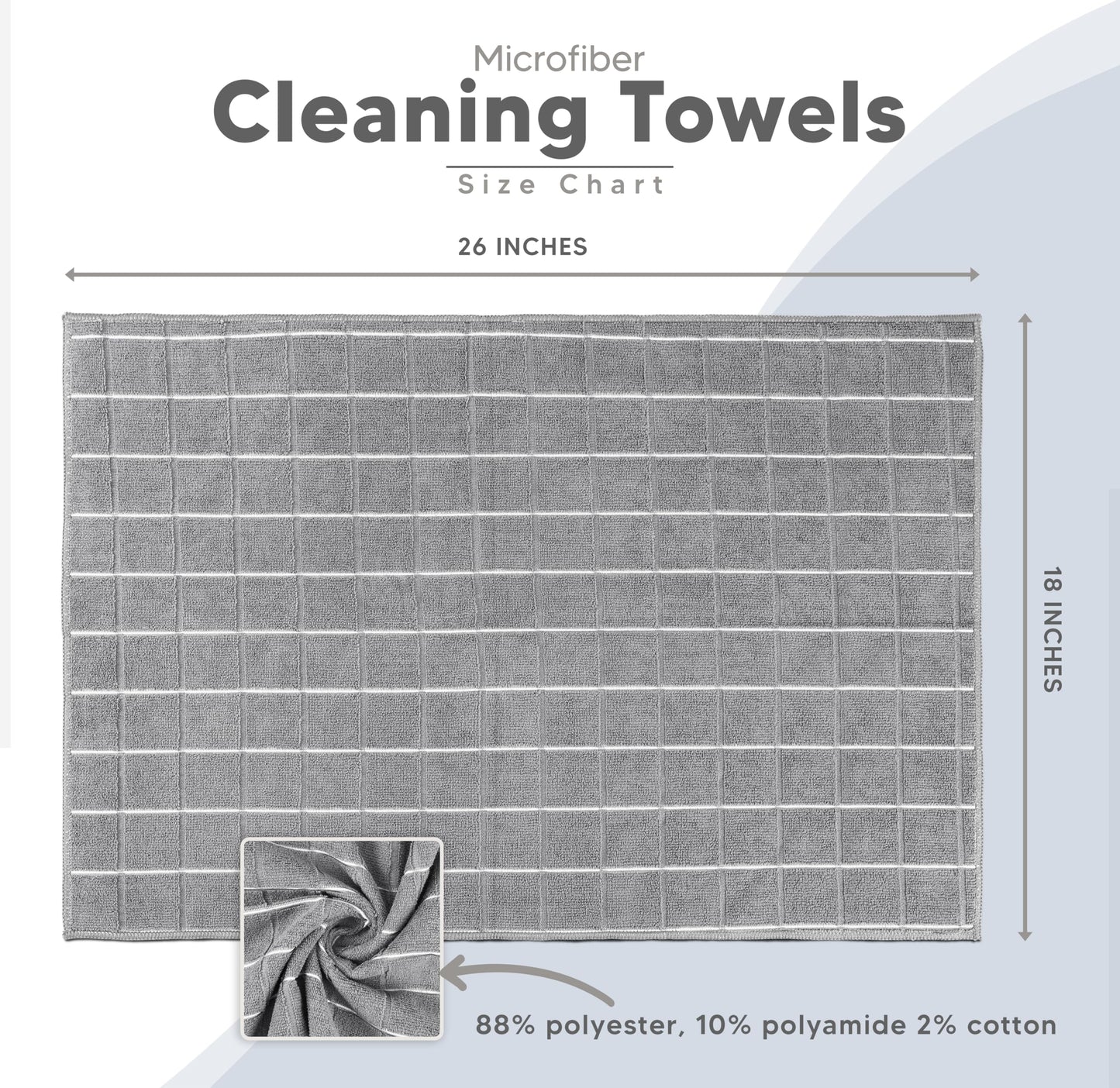 Utopia Towels - Microfiber Kitchen Towels, Super Absorbent 18 x 26 Inches, Durable, Soft, and Lint Free Dish Towels, Ideal for Cleaning Dishes, Pans, and Kitchen Appliance (8 Pack, Grey)