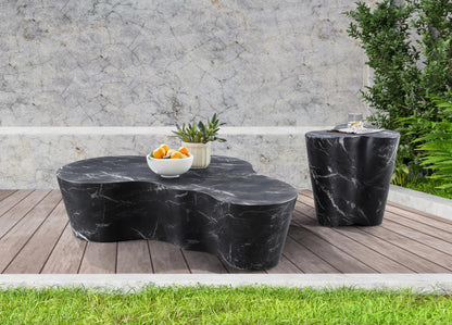 Meridian Furniture 99033Black-CT Monza Collection Art Deco Marble Finish Indoor/Outdoor Concrete Coffee Table, 59.5" W x 30.5" D x 15" H, Black
