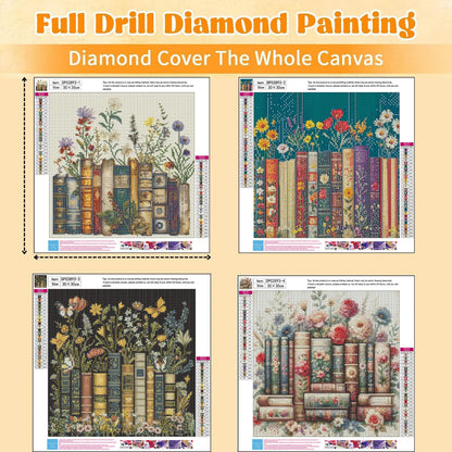 EIBEILI 4 Pack Book Flower Diamond Art Kits for Adults, Book 5D Diamond Painting Kits for Beginner DIY Gem Art Full Drill Diamond Dots Crystal Craft Kits for Home Wall Decor Gifts 12x12inch