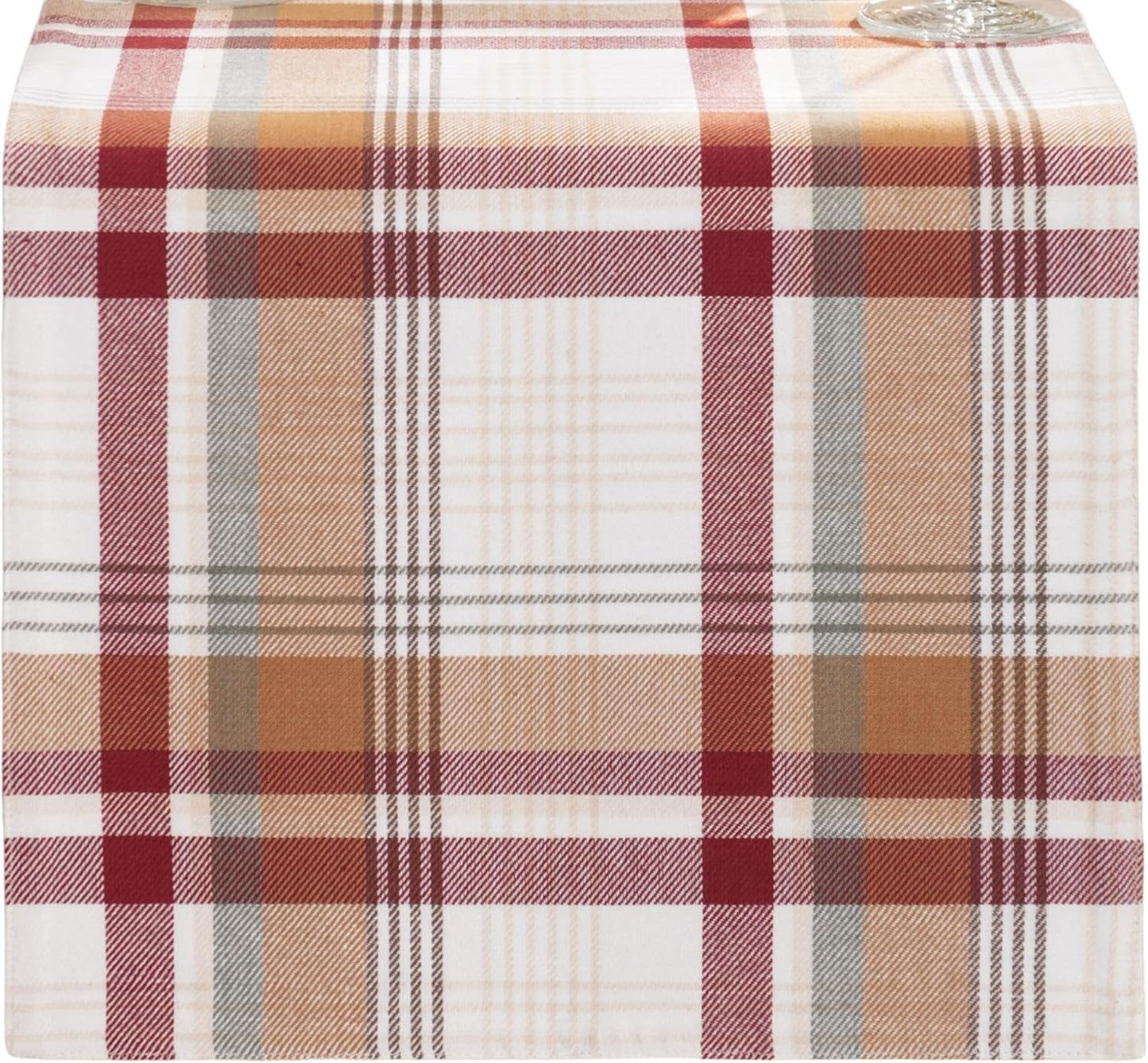 13"x70" Elrene Home Fashions Seneca Plaid Harvest Fall/Thanksgiving Cotton Console Centerpiece/Table Runner