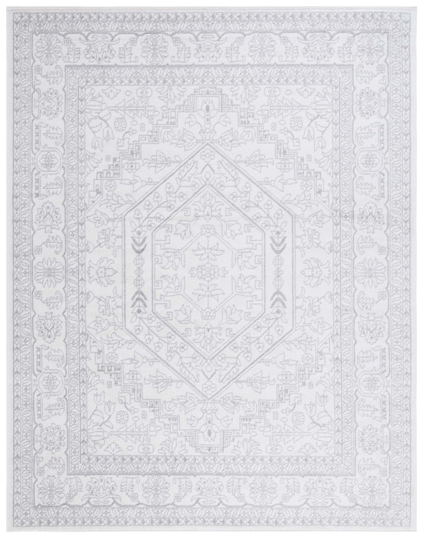 SAFAVIEH Area Rug 10x14 - Adirondack Collection - Large - Ivory & Silver, Oriental Medallion Design, Non-Shedding & Easy to Clean, Ideal for Living Room, Bedroom, Dining Space (ADR108B)