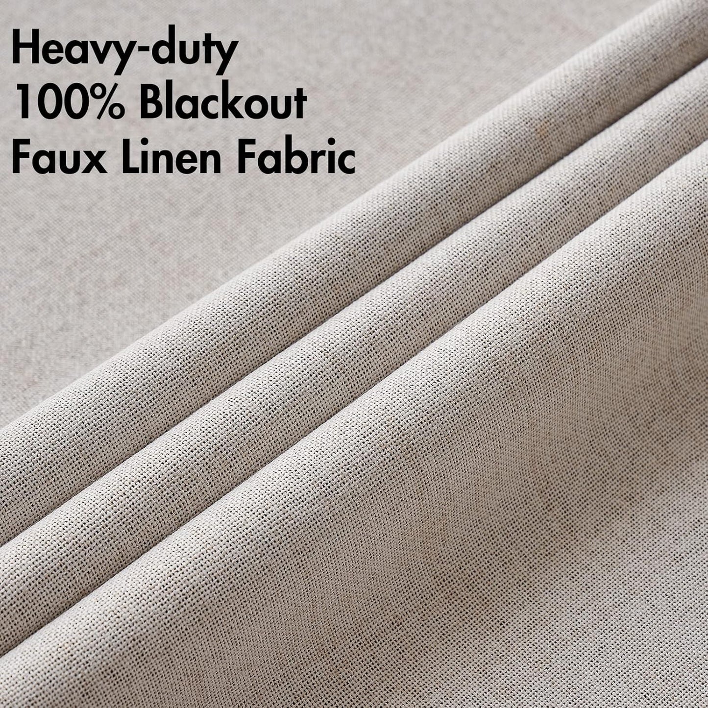 MIULEE 100% Blackout Linen Textured Curtains - Thermal Insulated Ivory Drapes | 52 x 94 Inch (2 Panels) for Luxury Bedroom Decor