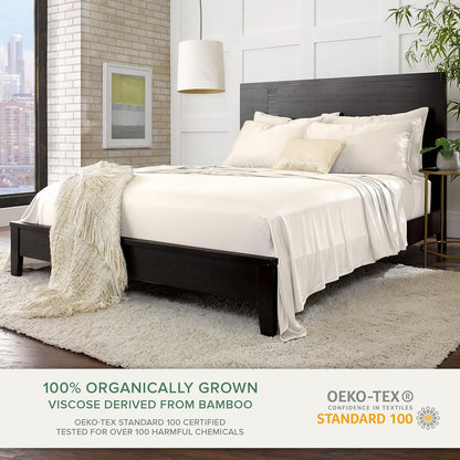 Pure Bamboo Twin Sheets - Luxuriously Soft 100% Organic Viscose Bed Sheet Set | Cooling Ivory Color, Double Stitching