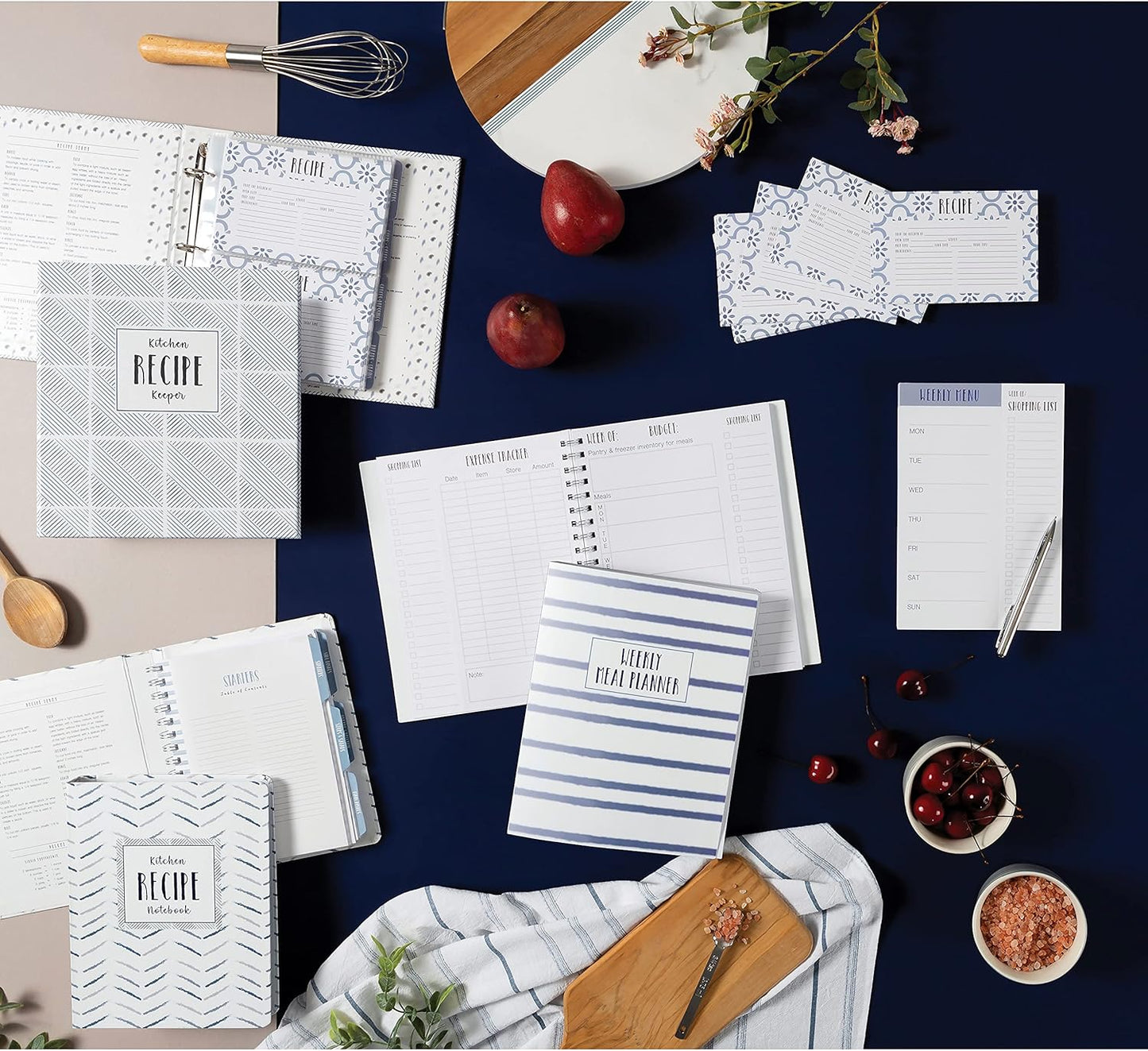 C.R. Gibson Q12-24018 Double Sided Recipe Cards, 40pcs, 4'' W x 6'' L, True Blue