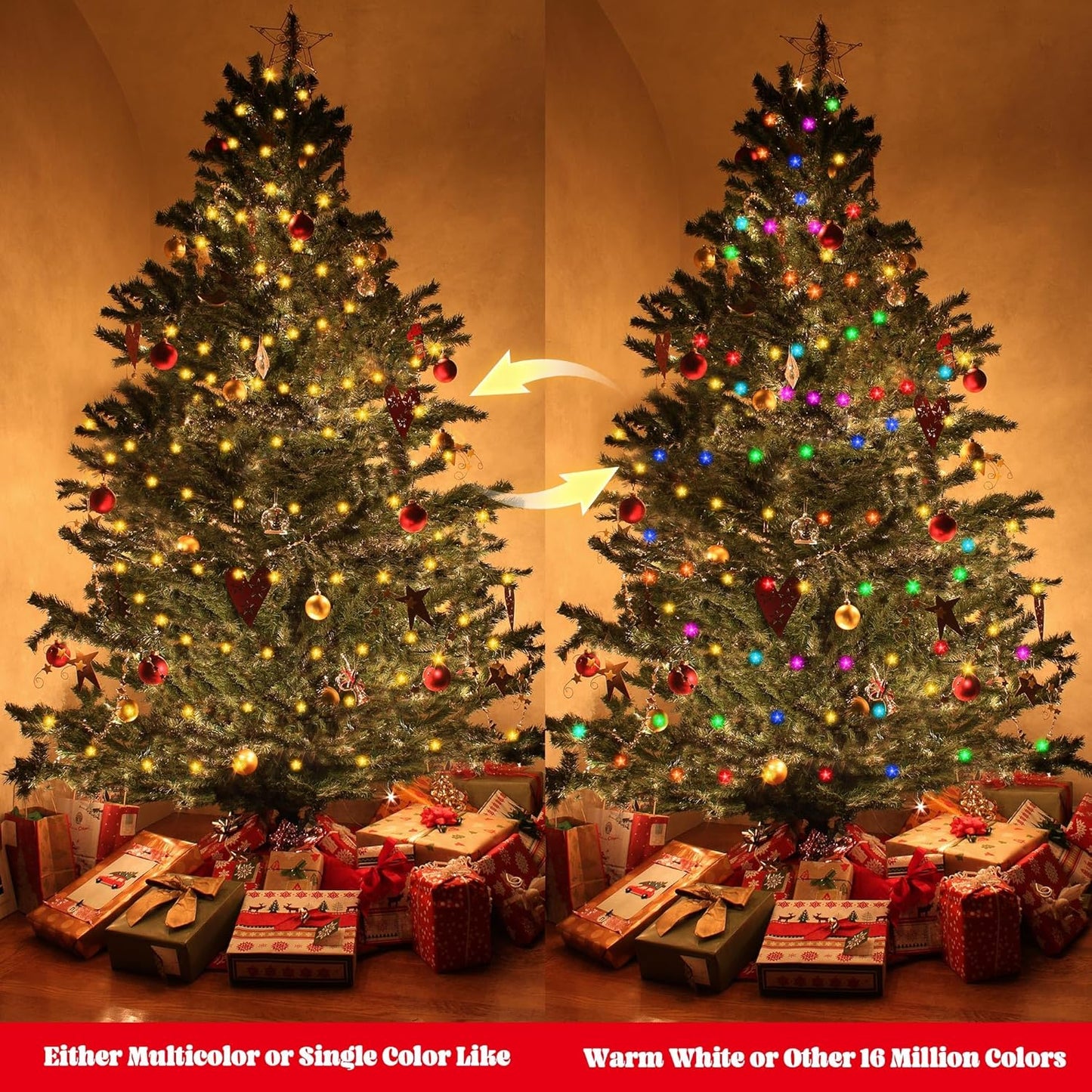 16.4 40 Smart Star Christmas Lights Indoor, FT LED USB Star Lights String, App & Remote Control, Timer Music Sync, Star