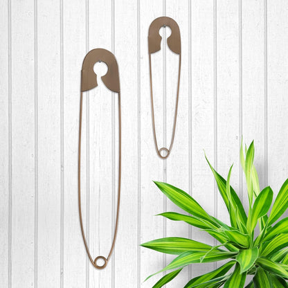 Collections-Etc Large Hanging Metal Safety Pins - Set of 2 for Laundry Room Wall Decoration