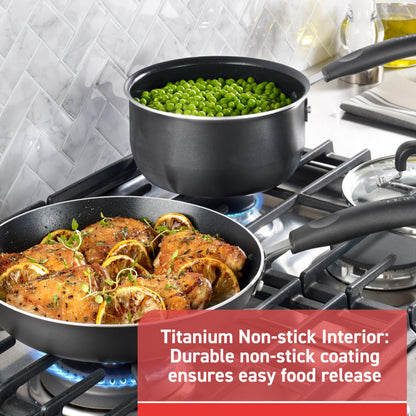 T-Fal Signature Nonstick Pots and Pans Set 12 Piece, Oven Broiler Safe 350F, Kitchen Cookware Set w/Fry Pans, Saucepans, Saute Pan, Dutch Oven, Griddle, Kitchen, Home, Dishwasher Safe, Black