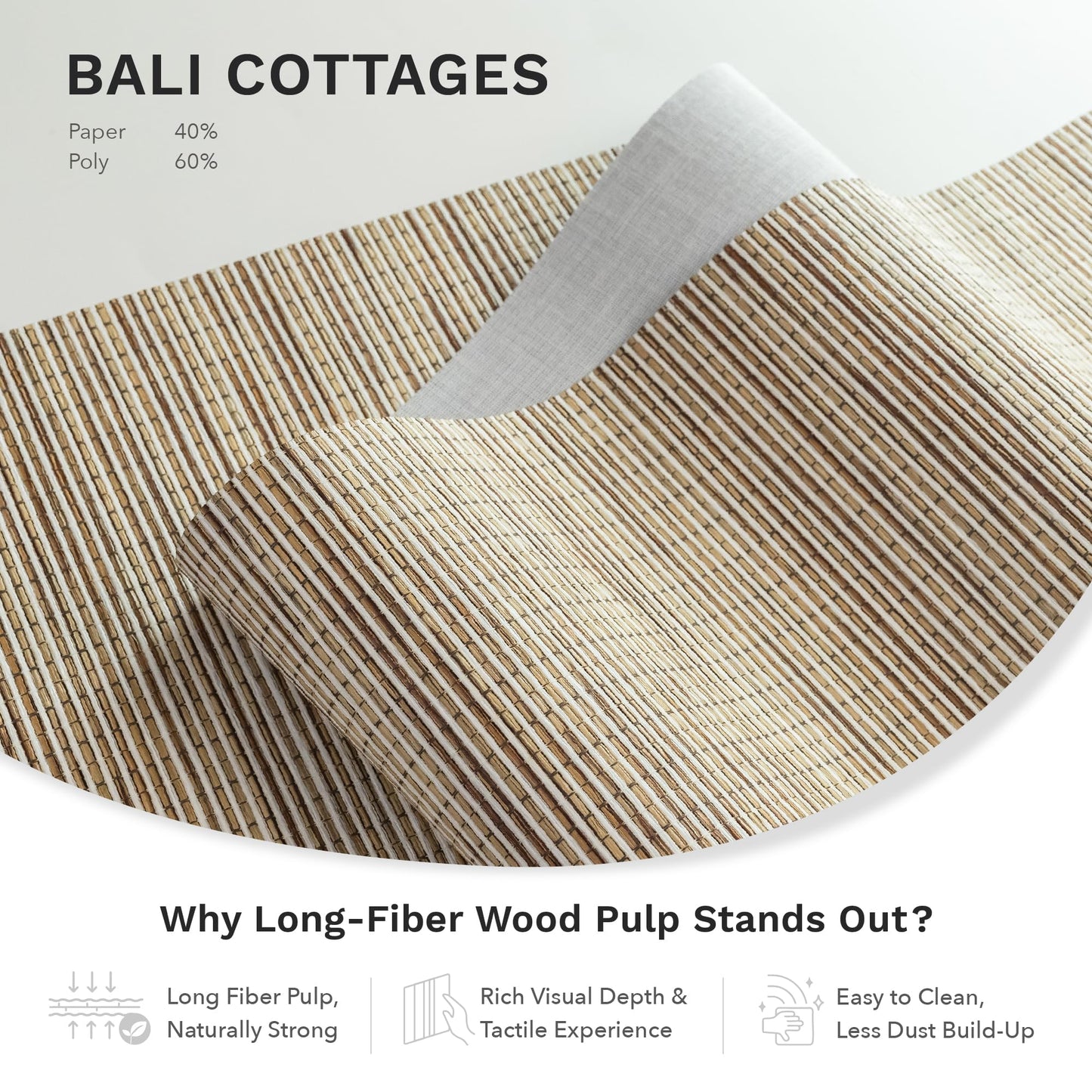 GoDear Design 99.99% Blackout Adjustable Sliding Panel Track Blinds for Sliding Glass Doors 45.8"- 86" W x 96" H, Extendable Vertical Blinds, Trimmable Natural Woven Panel, Bali Cottages