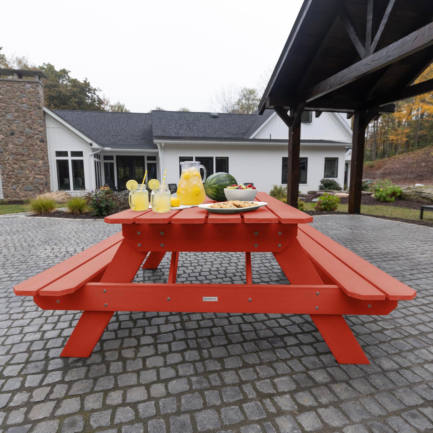 Highwood Hometown Picnic Table, 6 Foot, Rustic Red
