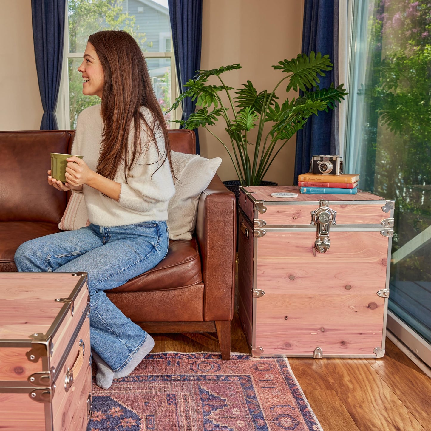 Rhino Trunk & Case Knotty Cedar Chest – End Table Storage Box, Coffee Table, End of Bed Trunk or Entryway Storage Bench – 20"x20"x24" USA-Made, Furniture Grade, Heirloom Aesthetic – Strong and Secure